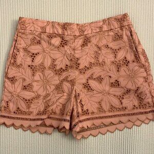 Peach lace embroidered shorts without tag